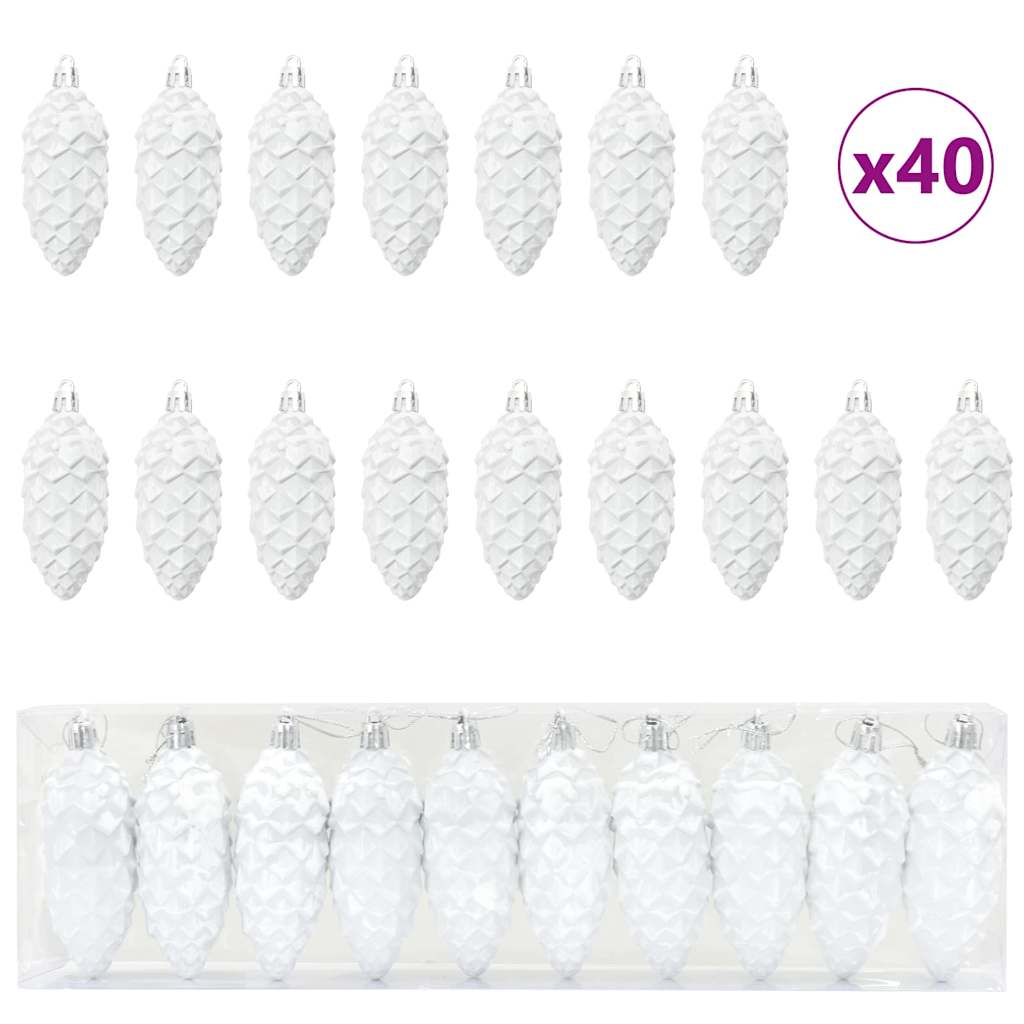 Christmas Pine Cone Ball 40 pcs White